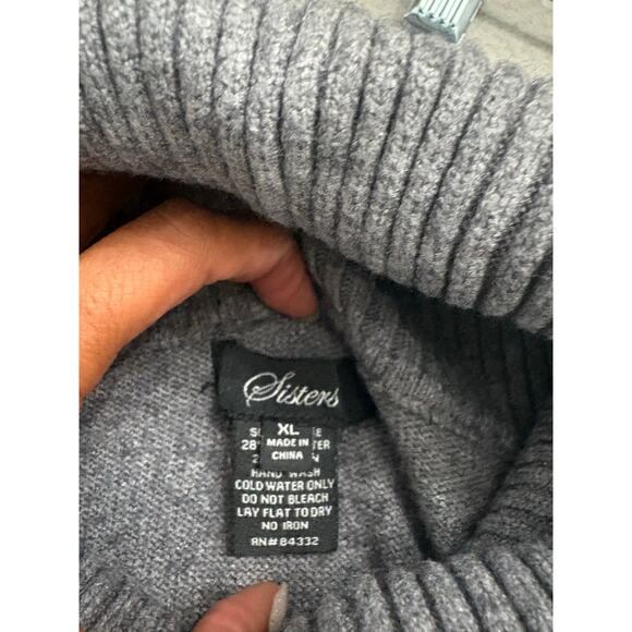 Sisters Gray Ribbed Turtleneck Poncho Sweater with Button Sides – Size XL - Picture 3 of 3